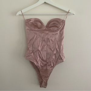 Elegant Pink Satin Bodysuit